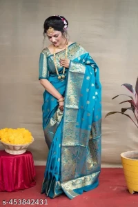 Marvellous Soft Banarasi Silk Saree With Unique Blouse Piece