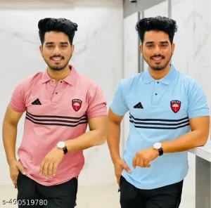 Friend Zon Polo T-Shirts for Men - Pack of 2 (Peach & Sky Blue)